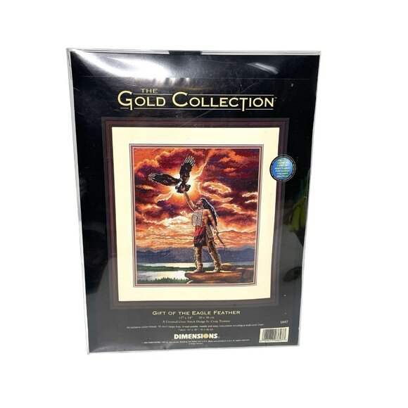 Dimensions Gold Collection GIFT OF THE EAGLE FEATHER Cross Stitch Kit #3897 NEW! - Picture 1 of 2